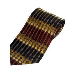 Vintage Bergamo New York Silk Neck Tie Necktie Geometric Formal Workwear Luxury